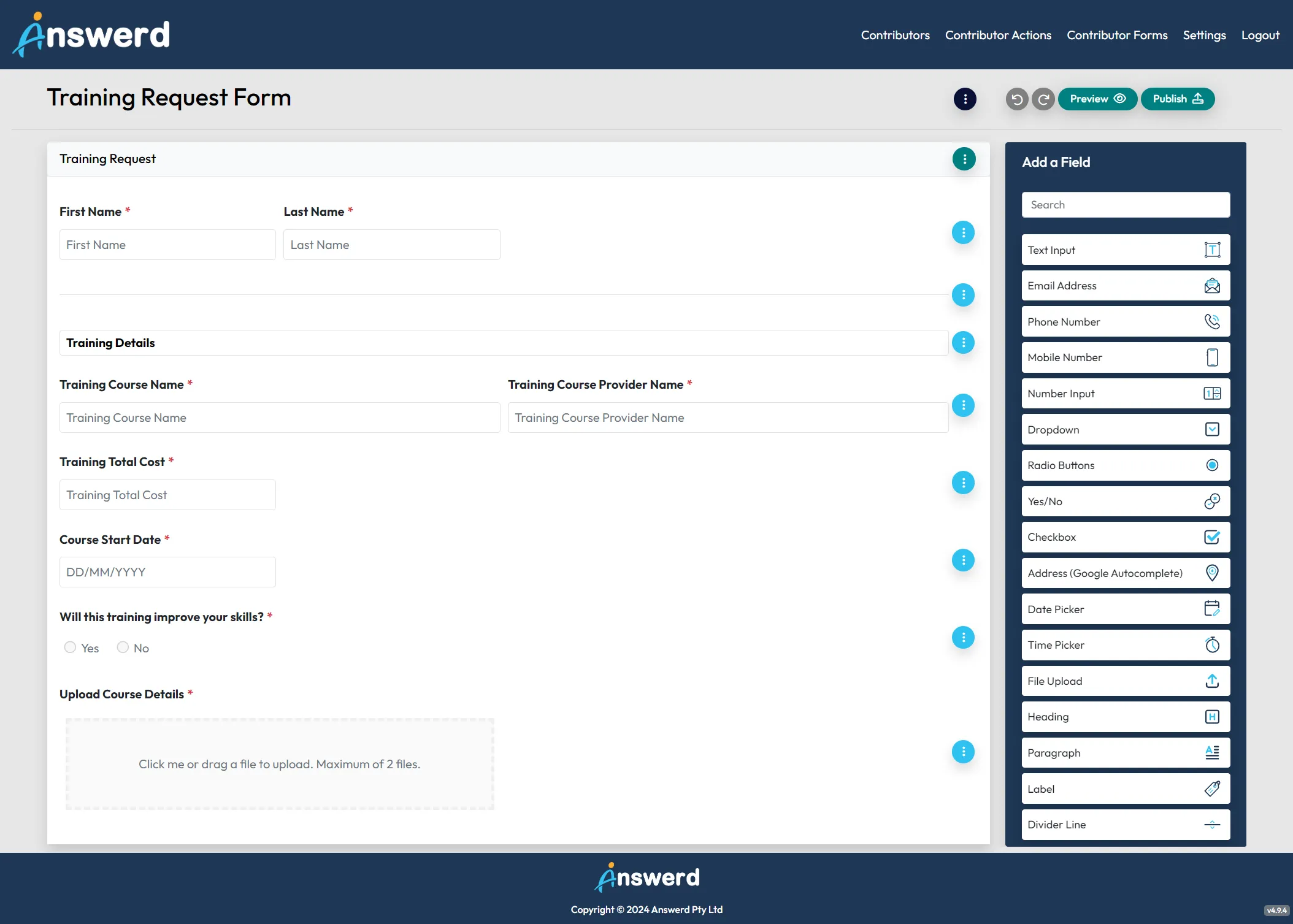 Answerd | Easy-to-Use Form Builder | Custom Workflows | Notifications